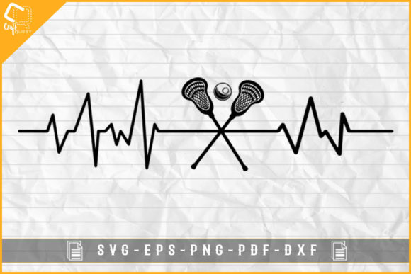 Vector Heartbeat with Lacrosse Bat Shirt