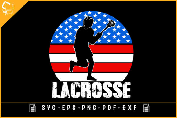 Vector Lacrosse Silhouette USA Flag SVG and Colorful USA Flag with Lacrosse Design