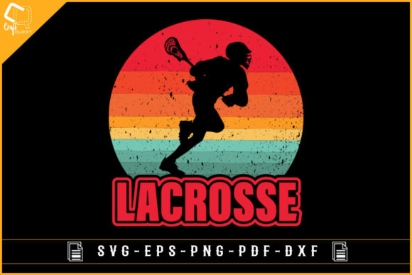 Vintage Color Lacrosse Player Silhouette