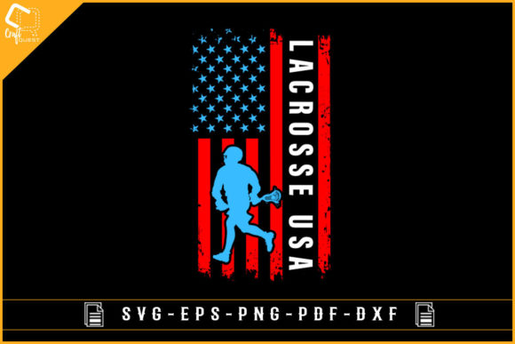 Vintage Lacrosse Player with USA Flag: A Versatile Design for Creative Projects
